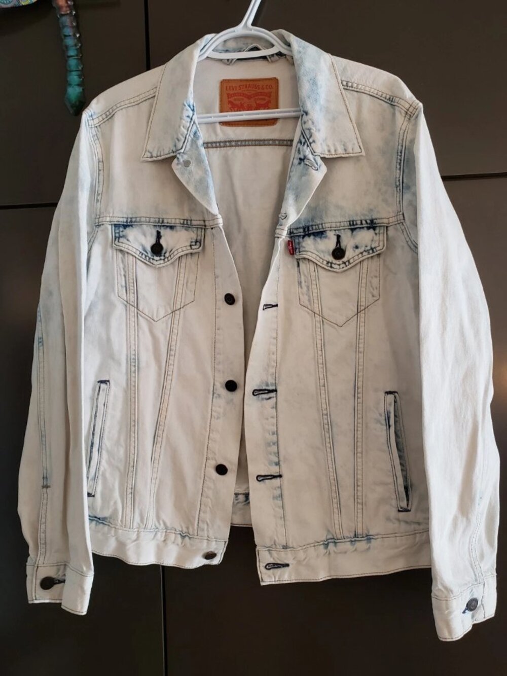 Men's Levi's Acid-Washed Denim Trucker Jacket - Large (please read description)